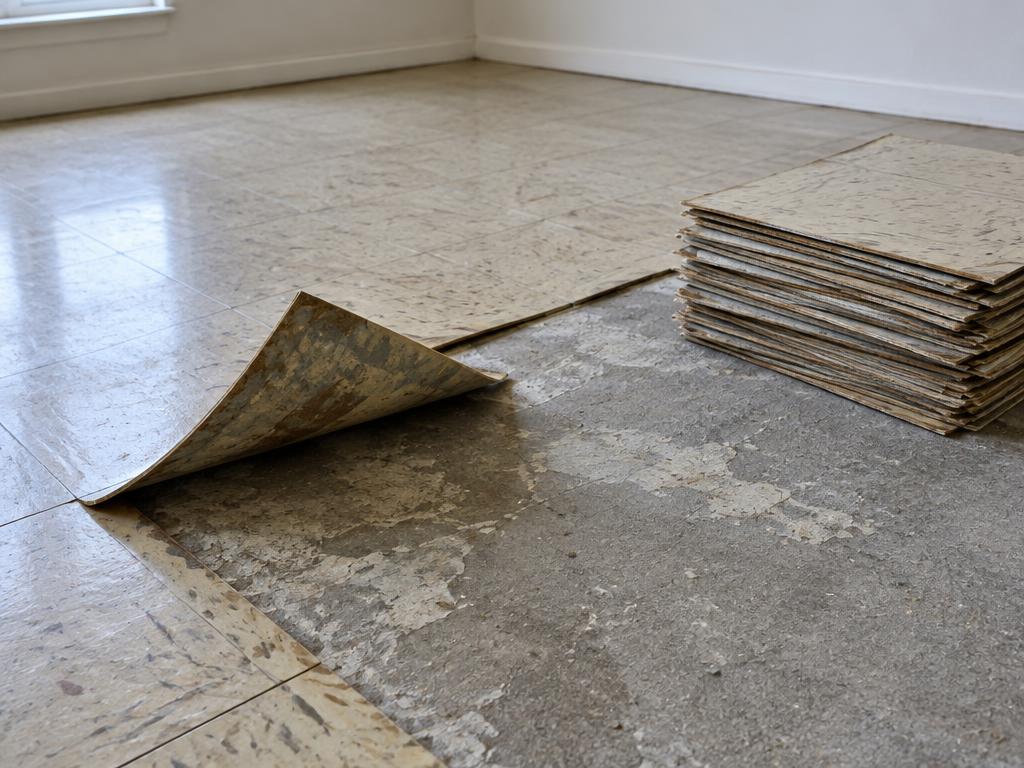 Illustration of old vinyl tile uplift