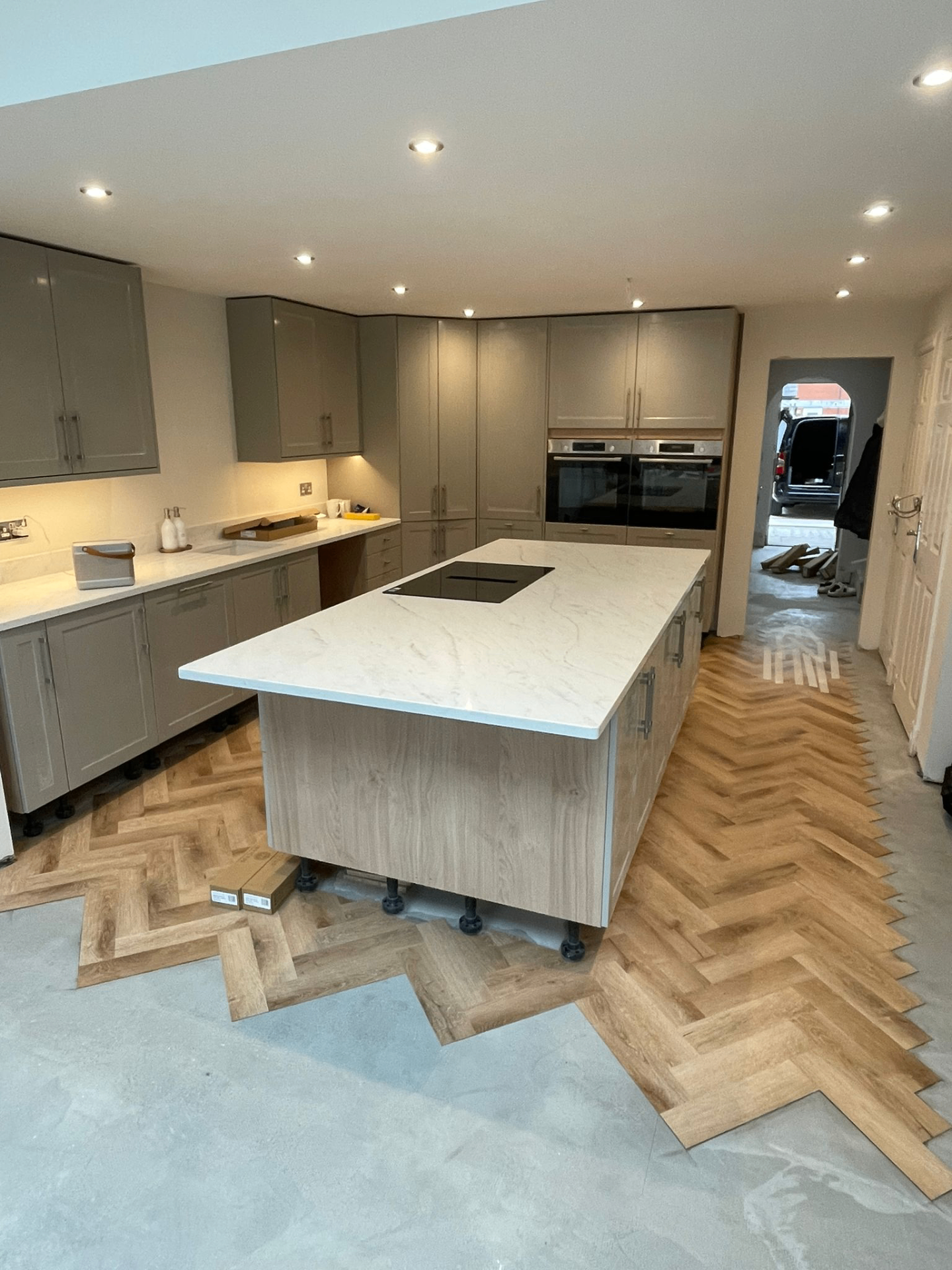 Herringbone install in progress