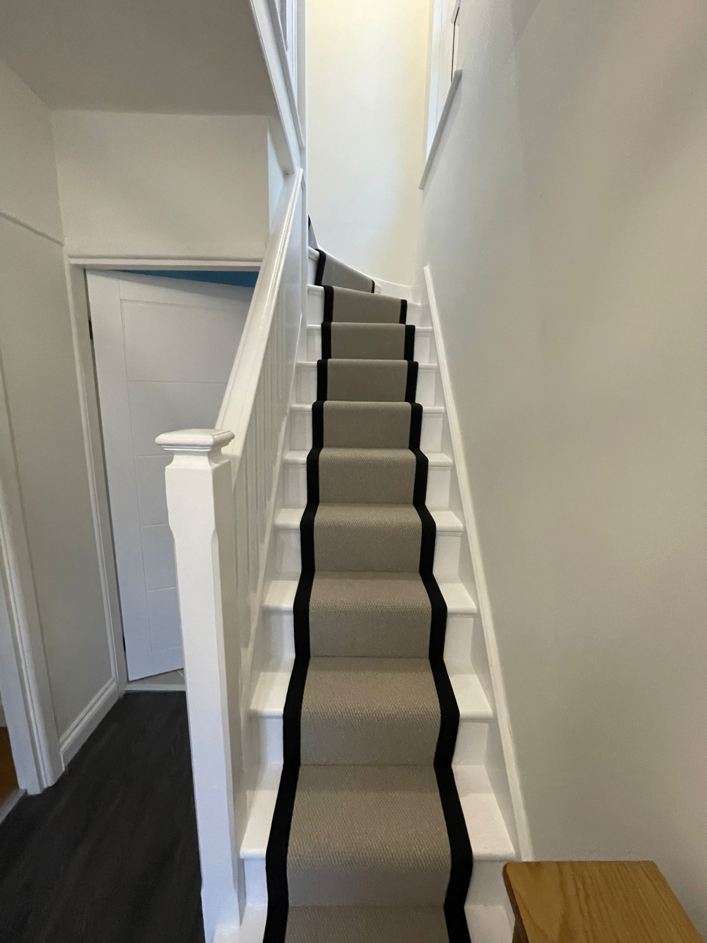 White stair runner finish